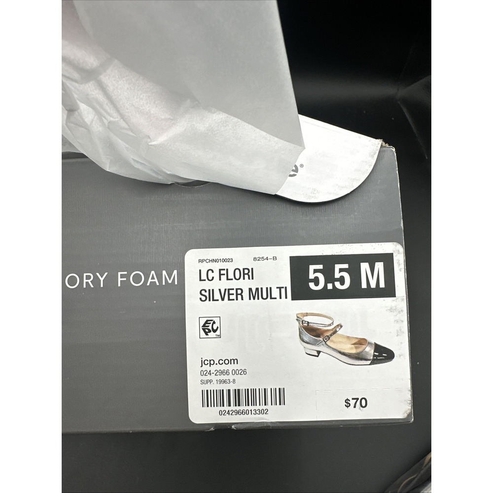 Liz Claiborne Flori‎ Women's Ballet Flats Cap Toe Silver Multi Sz 5.5 M - Picture 7 of 7